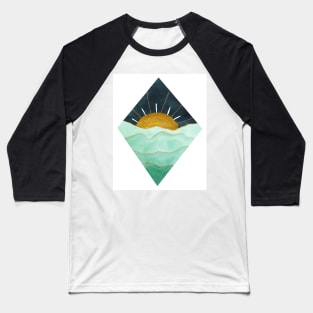 Green and Gold Sunset Baseball T-Shirt